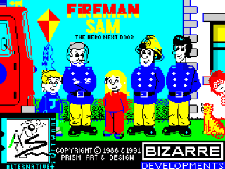 Fireman Sam title screen for ZX Spectrum